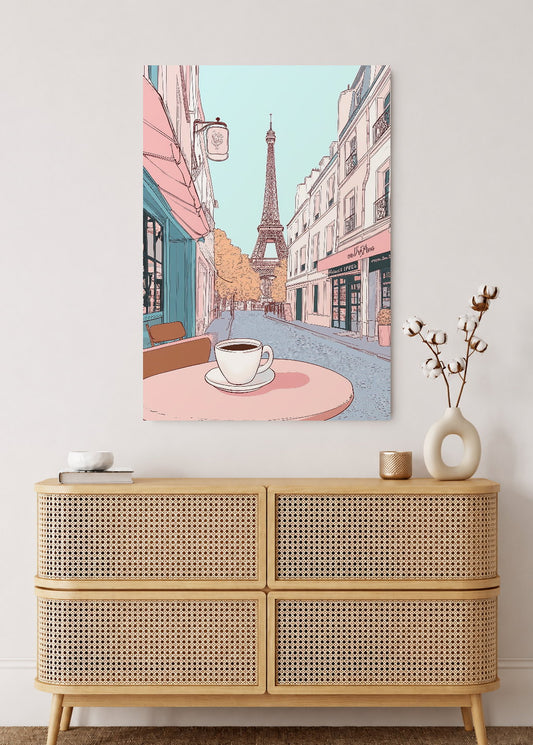 Cuadro Decorativo Mural Sin Marco 5mm - Trendy, Calle París Torre Eiffel Café
