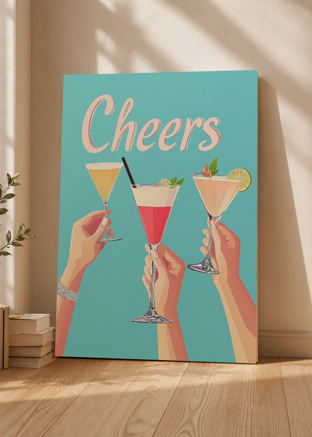 Cuadro Decorativo Mural Sin Marco 5mm - Trendy, Cheers Cocteles Brindis Celeste