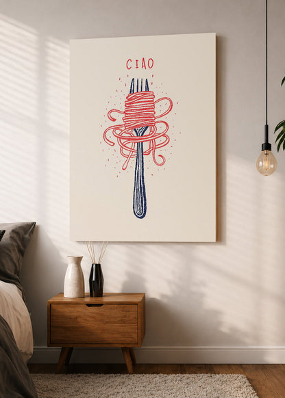 Cuadro Decorativo Mural Sin Marco 5mm - Trendy, Ciao Pasta Tenedor Rosa
