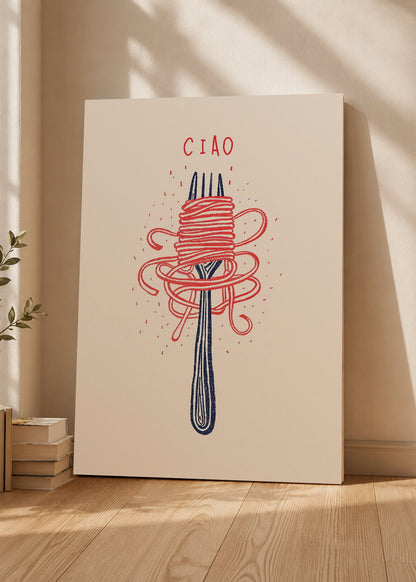 Cuadro Decorativo Mural Sin Marco 5mm - Trendy, Ciao Pasta Tenedor Rosa