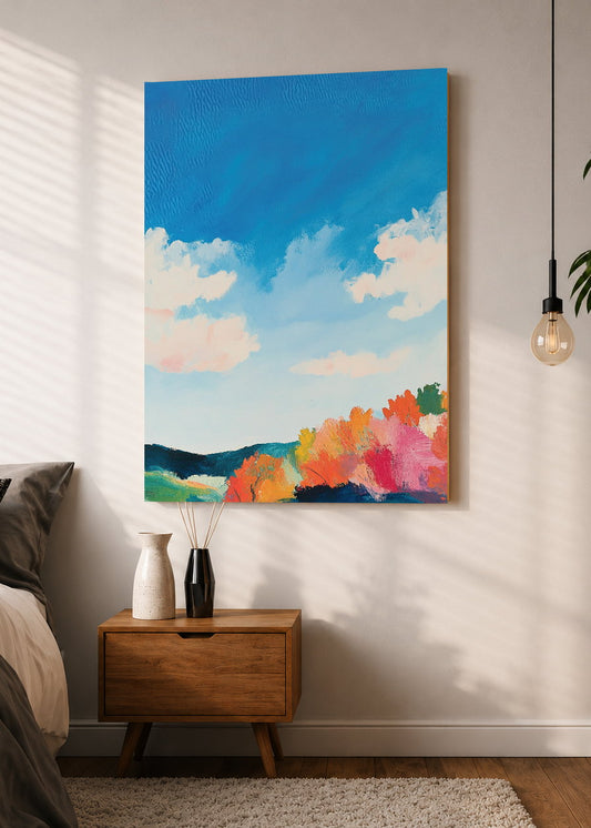 Cuadro Decorativo Mural Sin Marco 5mm - Trendy, Cielo Nubes Campo Multicolor