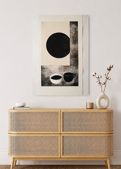 Cuadro Decorativo Mural Sin Marco 5mm - Trendy, Circulo Negro Tazas Minimal