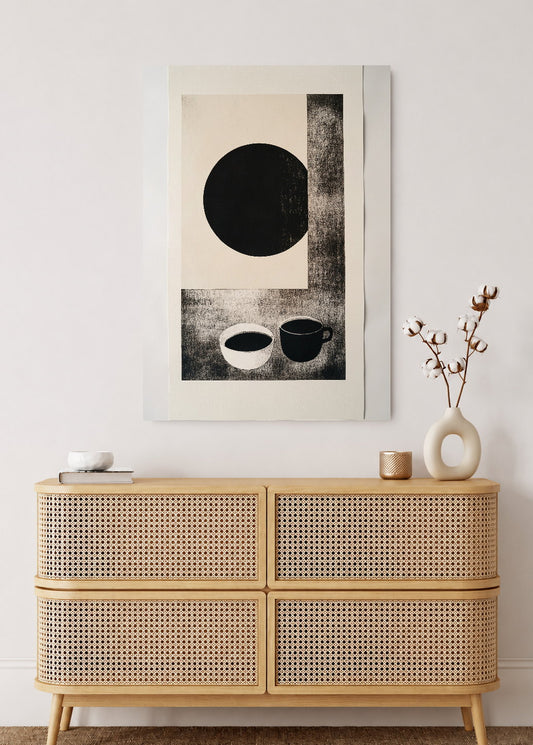 Cuadro Decorativo Mural Sin Marco 5mm - Trendy, Circulo Negro Tazas Minimal