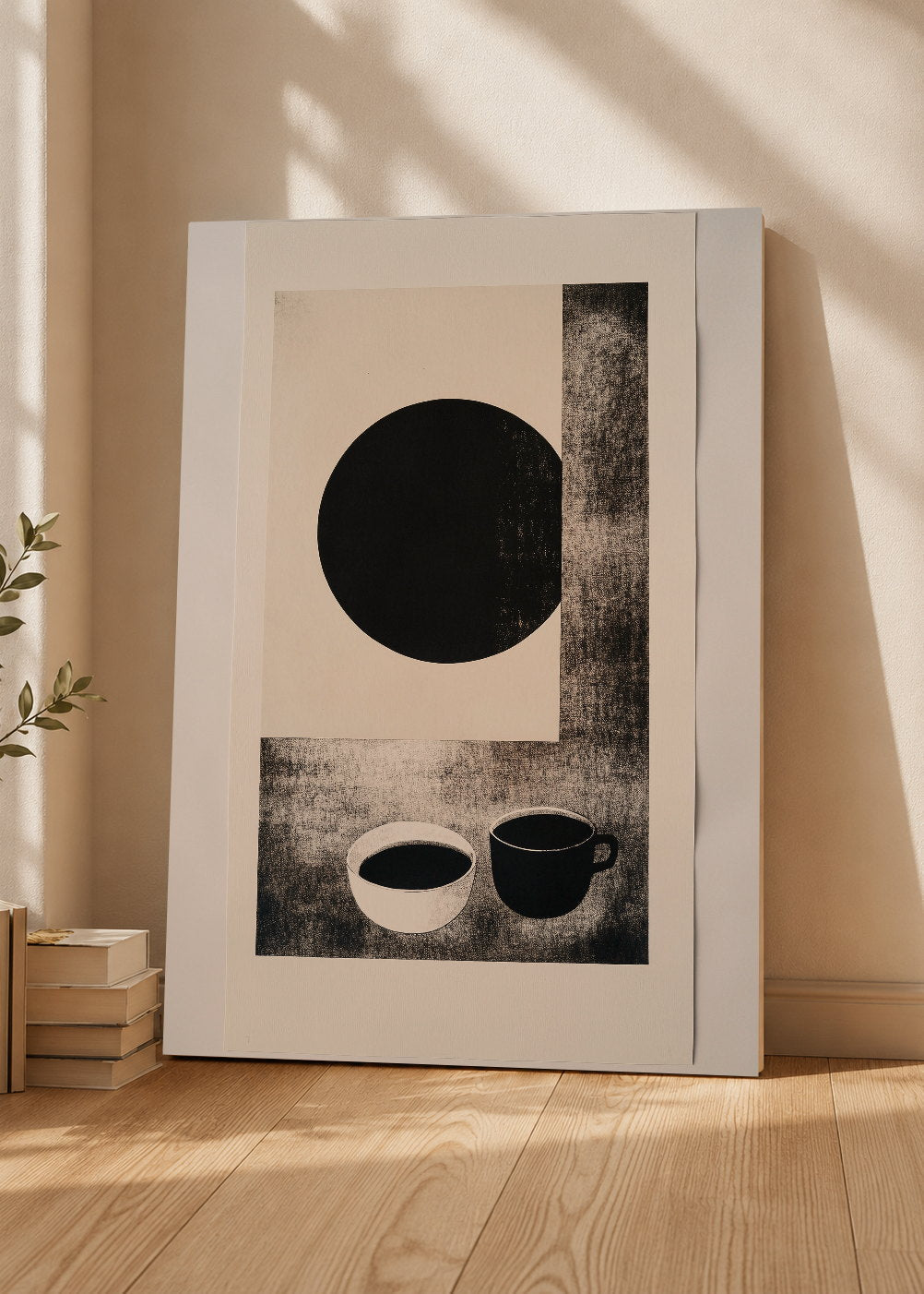 Cuadro Decorativo Mural Sin Marco 5mm - Trendy, Circulo Negro Tazas Minimal