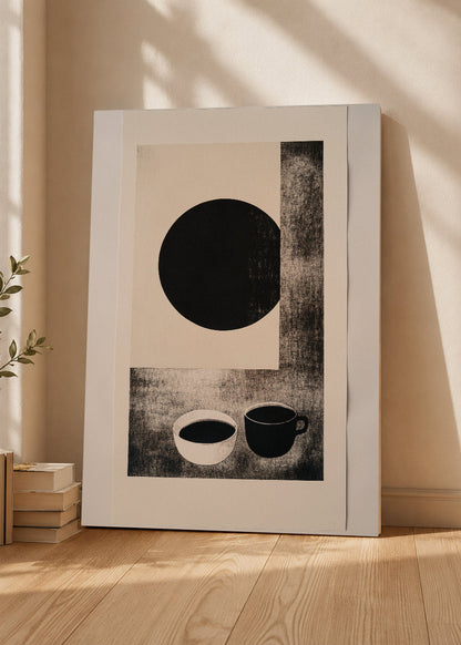 Cuadro Decorativo Mural Sin Marco 5mm - Trendy, Circulo Negro Tazas Minimal