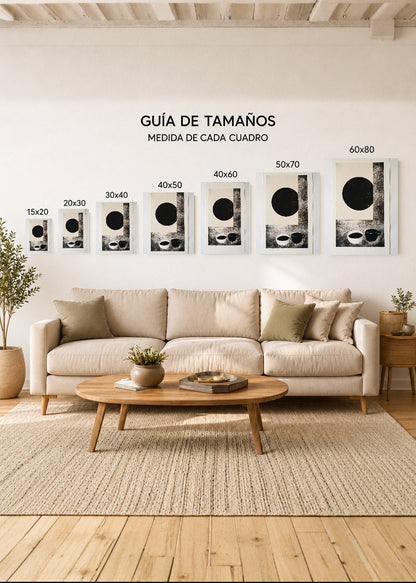 Cuadro Decorativo Mural Sin Marco 5mm - Trendy, Circulo Negro Tazas Minimal