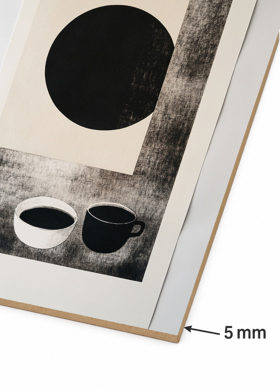 Cuadro Decorativo Mural Sin Marco 5mm - Trendy, Circulo Negro Tazas Minimal