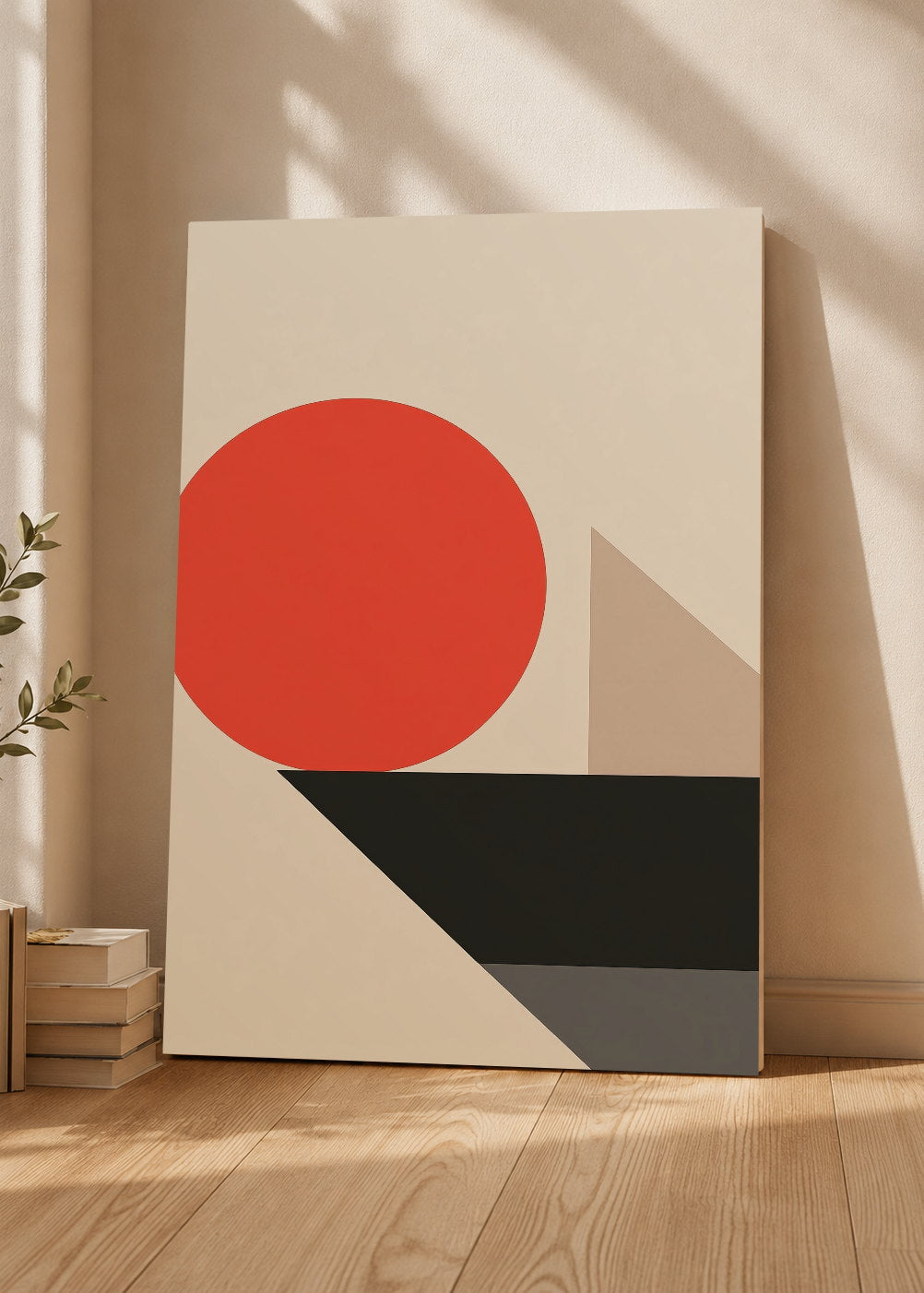 Cuadro Decorativo Mural Sin Marco 5mm - Trendy, Circulo Rojo Geométrico Gris