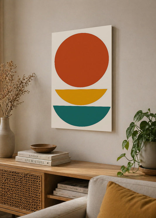 Cuadro Decorativo Mural Sin Marco 5mm - Trendy, Circulo Rojo Semicirculos Verde