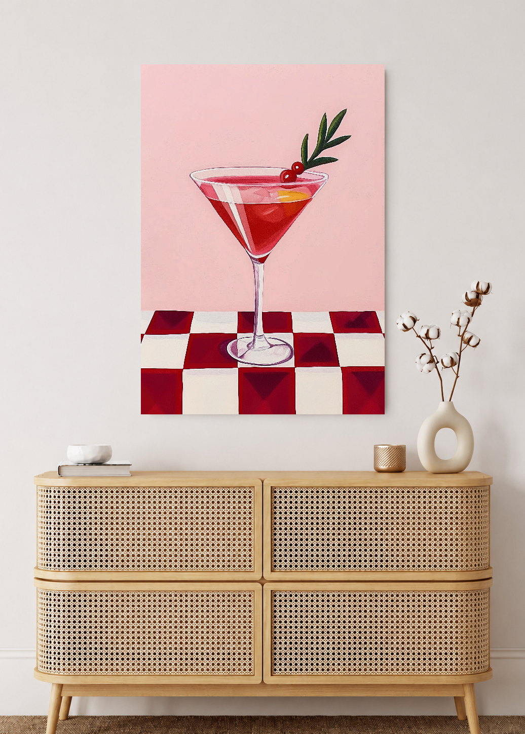 Cuadro Decorativo Mural Sin Marco 5mm - Trendy, Coctel Cosmopolitan Damero