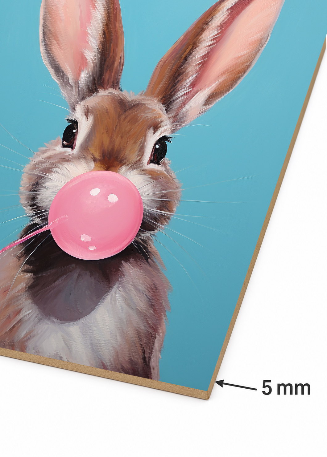 Cuadro Decorativo Mural Sin Marco 5mm - Trendy, Conejo Chicle Rosa Celeste