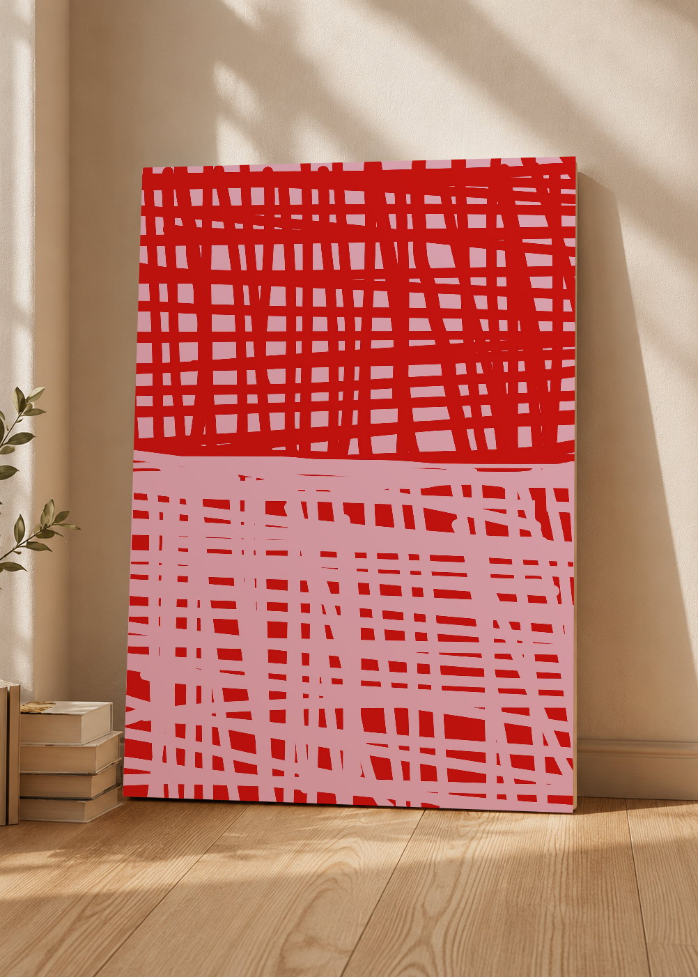 Cuadro Decorativo Mural Sin Marco 5mm - Trendy, Cuadrillé Rojo Rosa