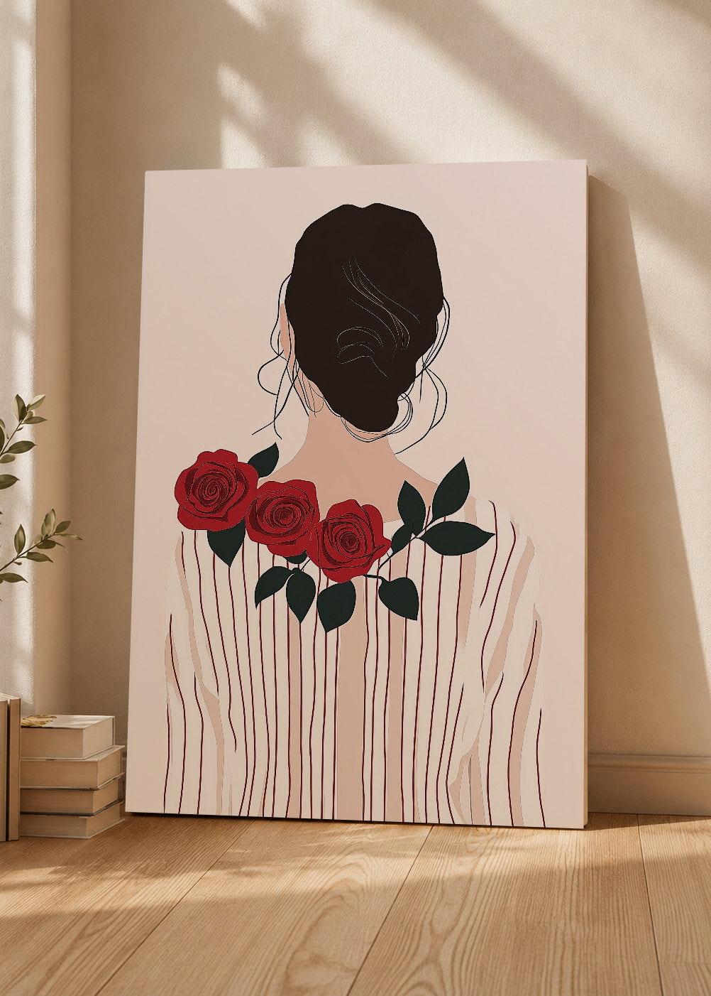 Cuadro Decorativo Mural Sin Marco 5mm - Trendy, Espalda Mujer Rosas Rojas