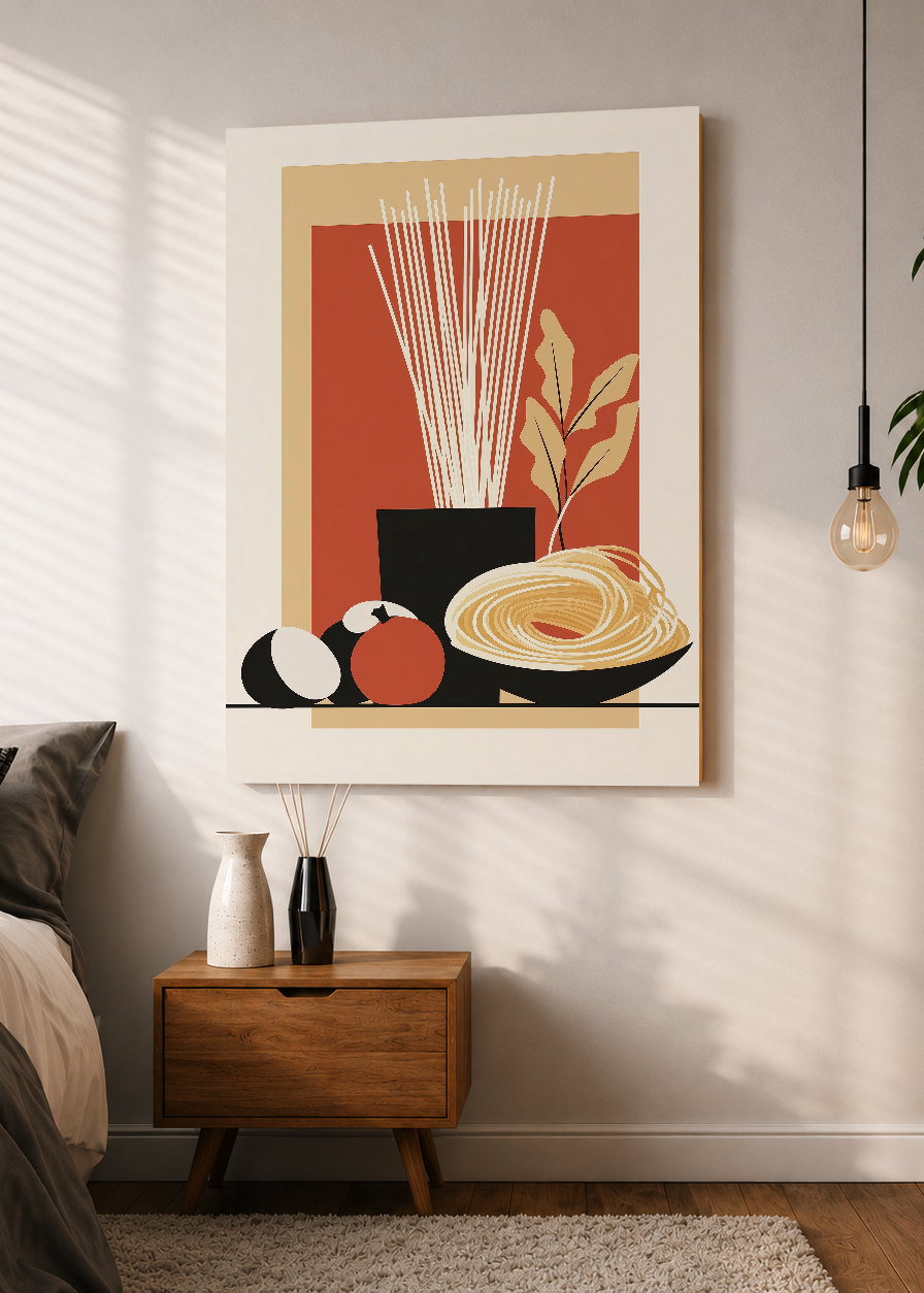 Cuadro Decorativo Mural Sin Marco 5mm - Trendy, Fideos Bodegón Terracota