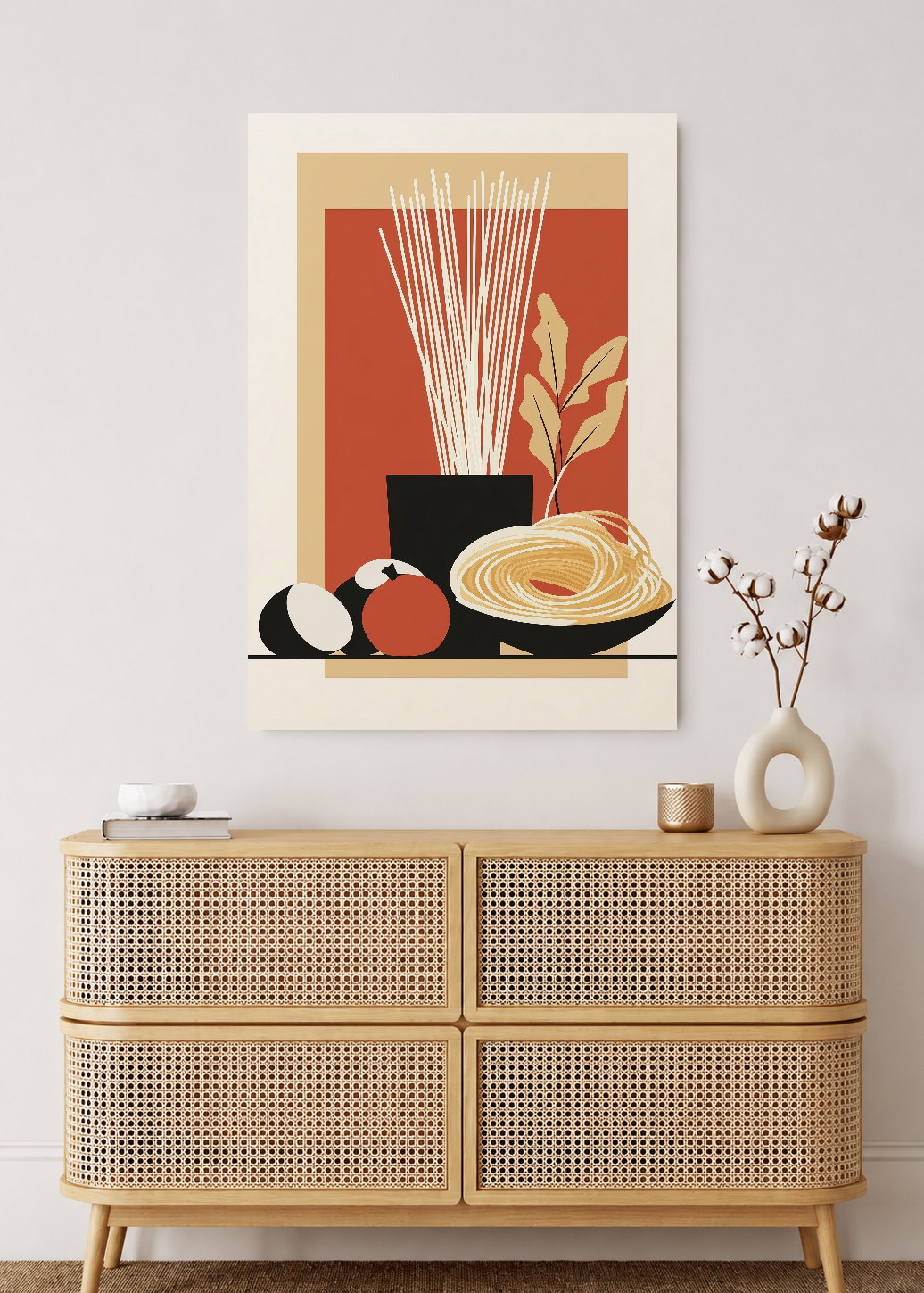 Cuadro Decorativo Mural Sin Marco 5mm - Trendy, Fideos Bodegón Terracota