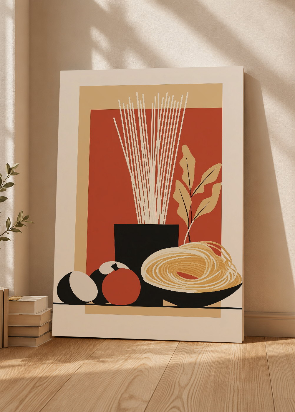 Cuadro Decorativo Mural Sin Marco 5mm - Trendy, Fideos Bodegón Terracota