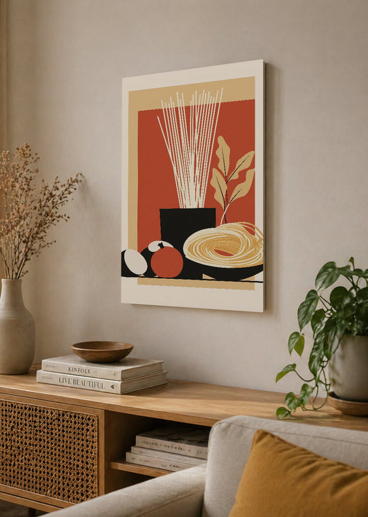 Cuadro Decorativo Mural Sin Marco 5mm - Trendy, Fideos Bodegón Terracota