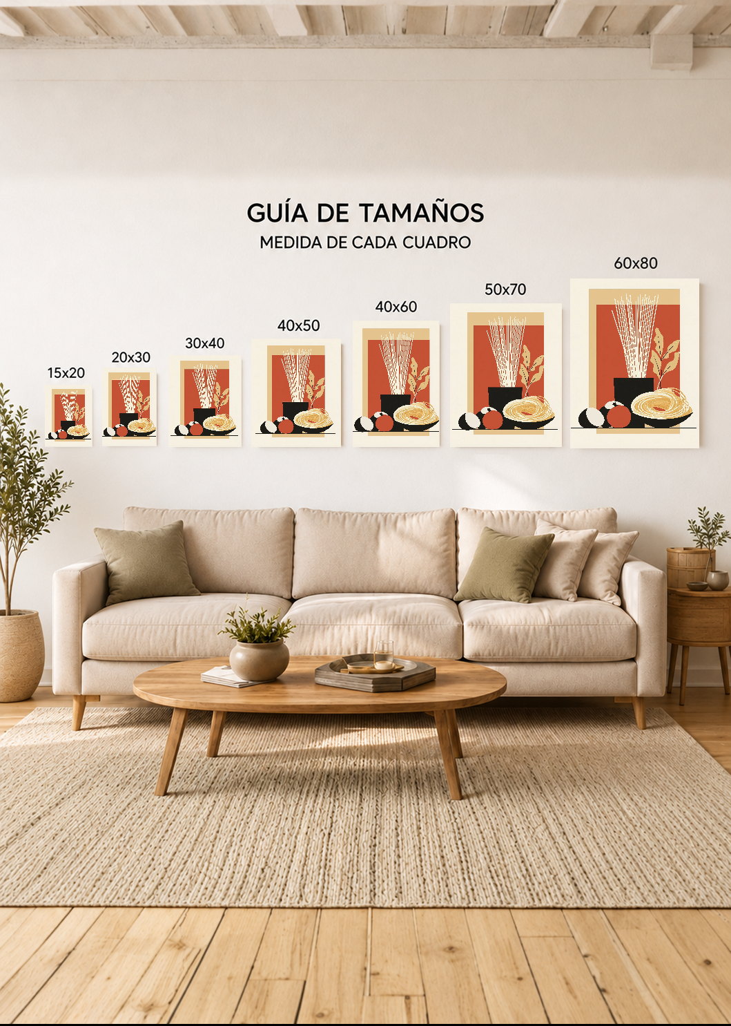 Cuadro Decorativo Mural Sin Marco 5mm - Trendy, Fideos Bodegón Terracota
