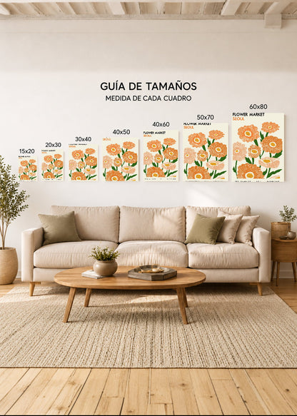 Cuadro Decorativo Mural Sin Marco 5mm - Trendy, Flower Market Seoul Naranja