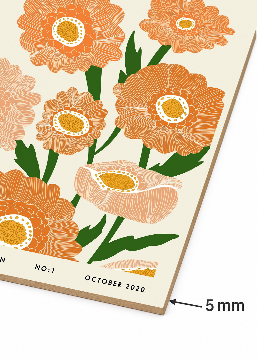 Cuadro Decorativo Mural Sin Marco 5mm - Trendy, Flower Market Seoul Naranja