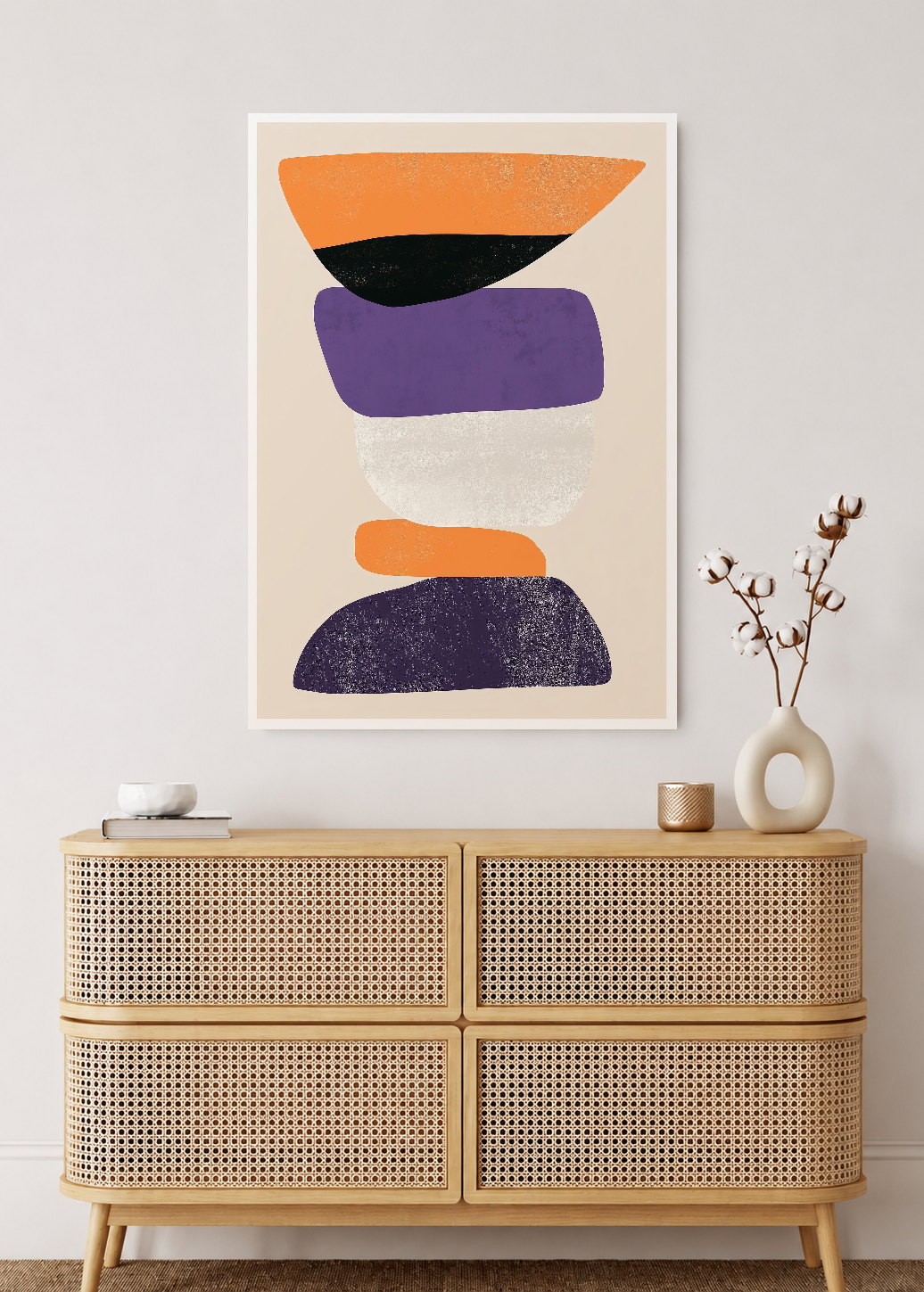 Cuadro Decorativo Mural Sin Marco 5mm - Trendy, Formas Apiladas Naranja Violeta