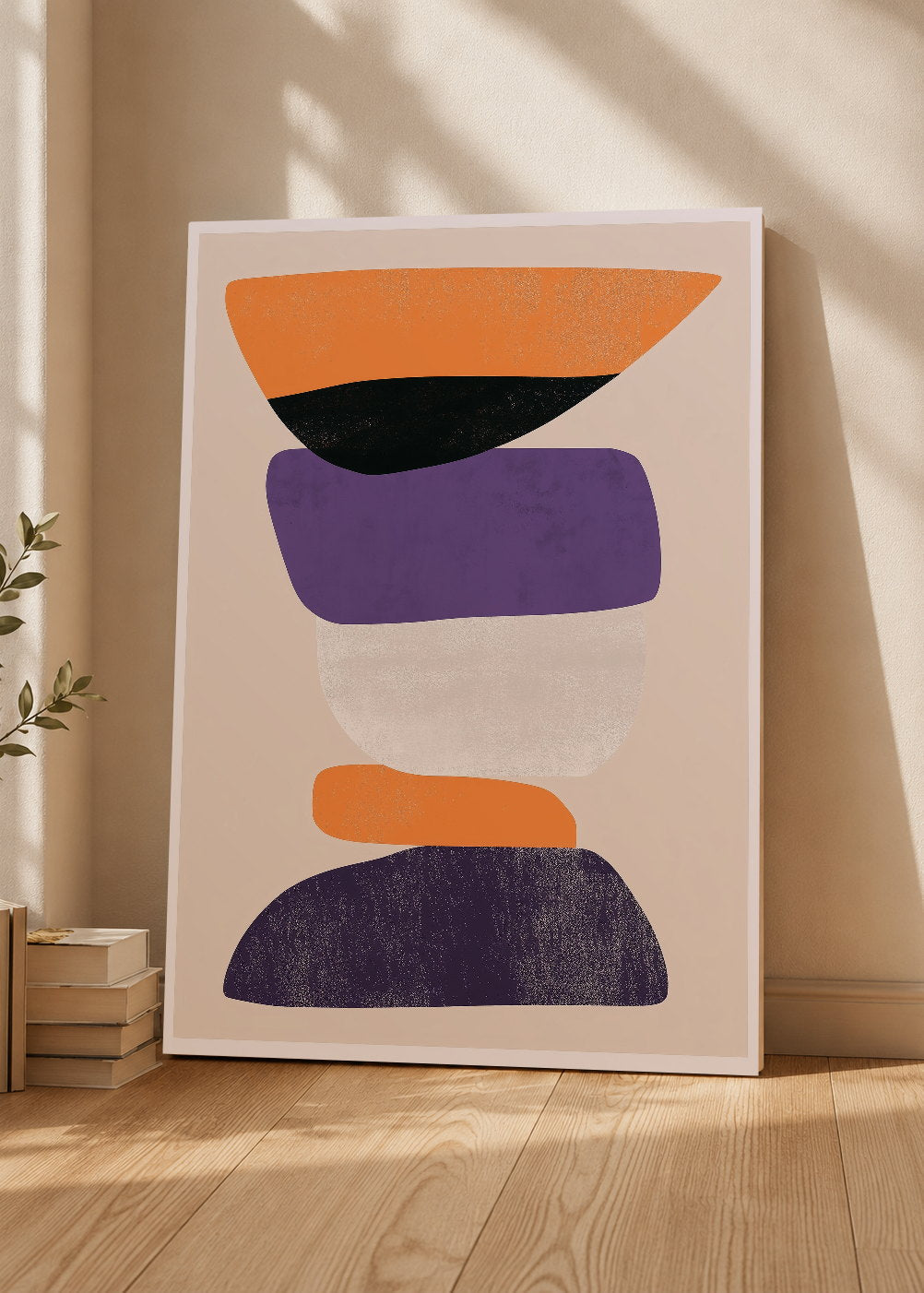 Cuadro Decorativo Mural Sin Marco 5mm - Trendy, Formas Apiladas Naranja Violeta