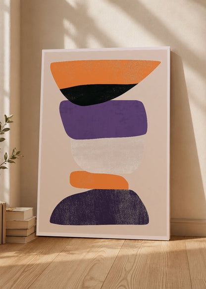Cuadro Decorativo Mural Sin Marco 5mm - Trendy, Formas Apiladas Naranja Violeta