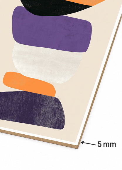 Cuadro Decorativo Mural Sin Marco 5mm - Trendy, Formas Apiladas Naranja Violeta