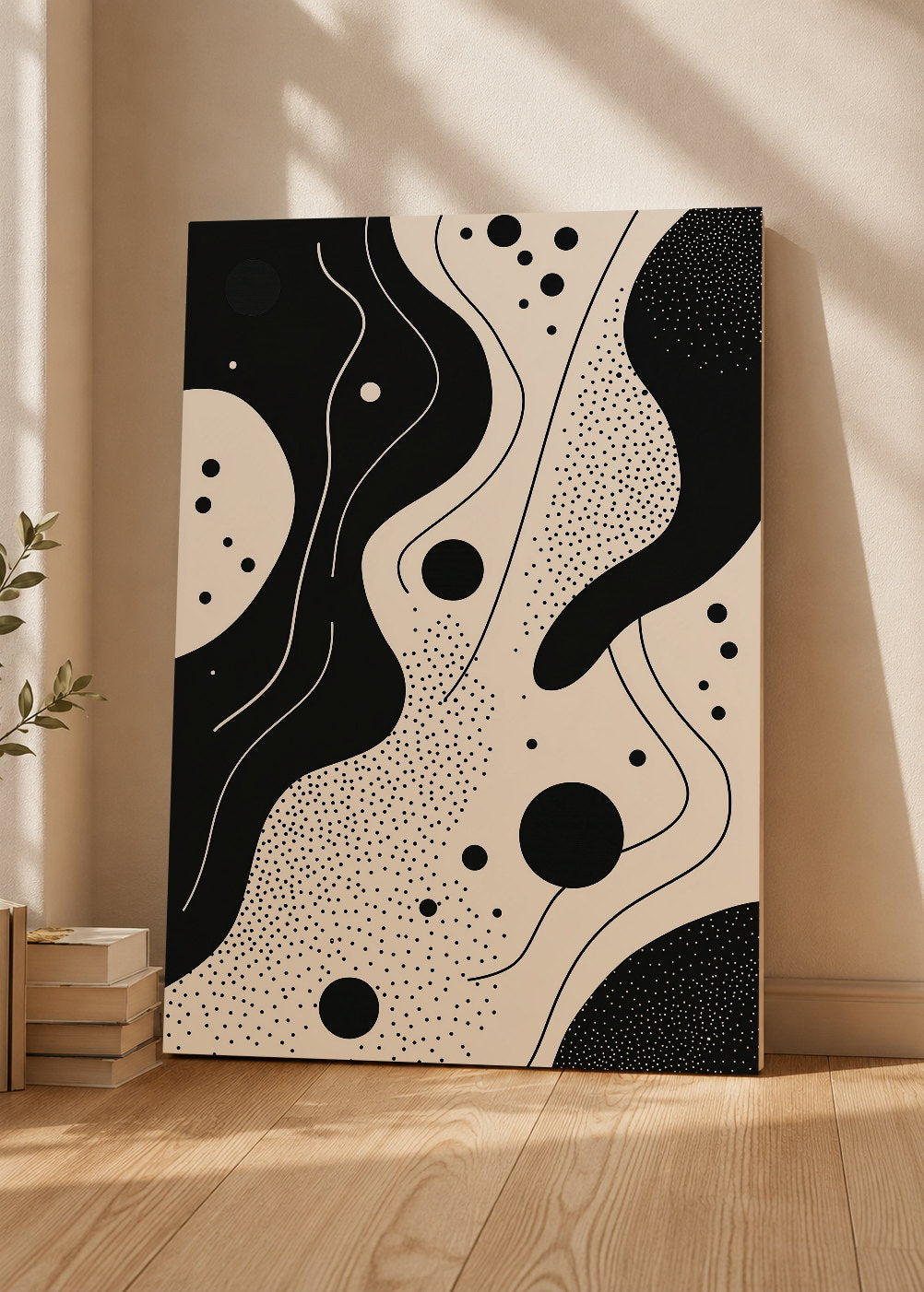 Cuadro Decorativo Mural Sin Marco 5mm - Trendy, Formas Orgánicas Blanco Negro