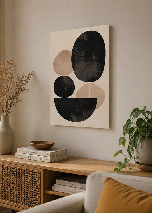 Cuadro Decorativo Mural Sin Marco 5mm - Trendy, Formas Orgánicas Equilibrio Beige