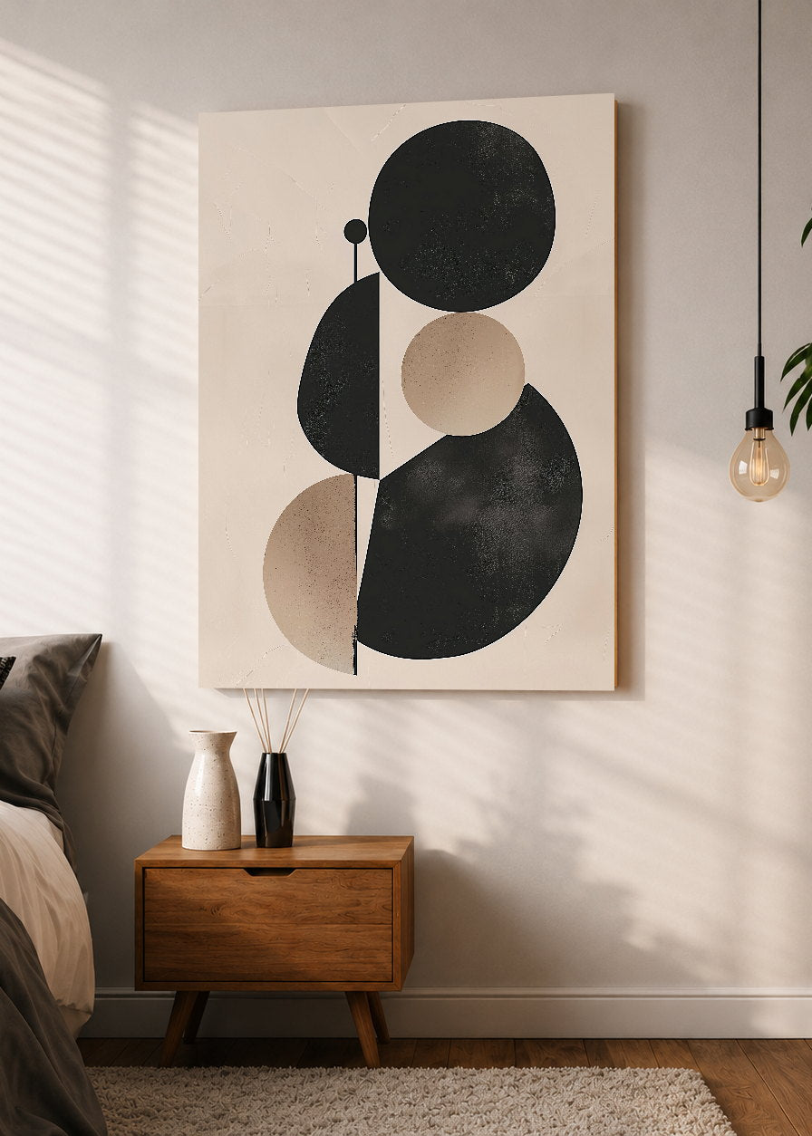 Cuadro Decorativo Mural Sin Marco 5mm - Trendy, Formas Orgánicas Negro Beige