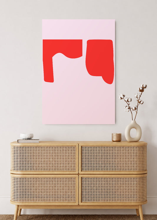 Cuadro Decorativo Mural Sin Marco 5mm - Trendy, Formas Rojas Fondo Rosa