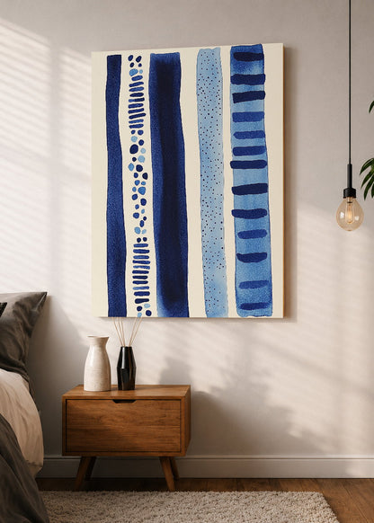 Cuadro Decorativo Mural Sin Marco 5mm - Trendy, Franjas Azules Acuarela