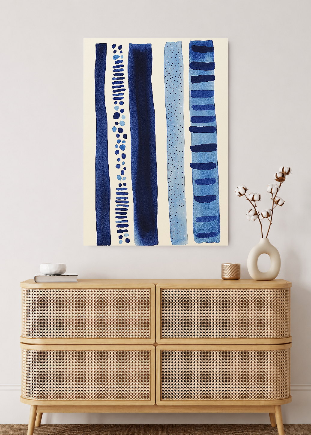 Cuadro Decorativo Mural Sin Marco 5mm - Trendy, Franjas Azules Acuarela