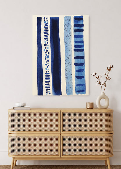 Cuadro Decorativo Mural Sin Marco 5mm - Trendy, Franjas Azules Acuarela