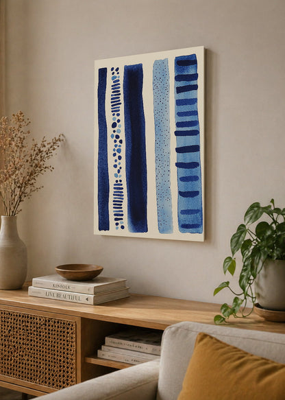 Cuadro Decorativo Mural Sin Marco 5mm - Trendy, Franjas Azules Acuarela