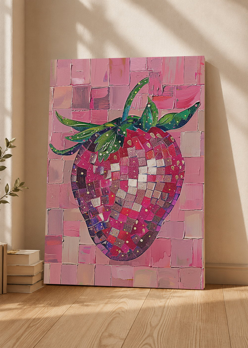 Cuadro Decorativo Mural Sin Marco 5mm - Trendy, Frutilla Disco Rosa
