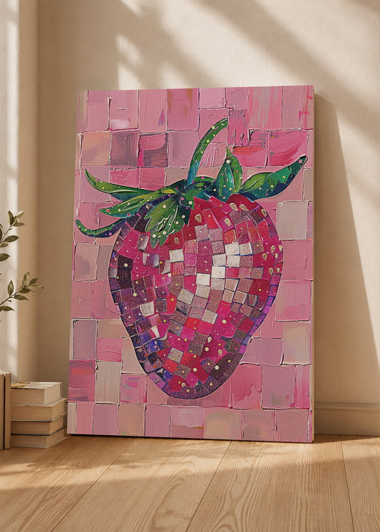 Cuadro Decorativo Mural Sin Marco 5mm - Trendy, Frutilla Disco Rosa