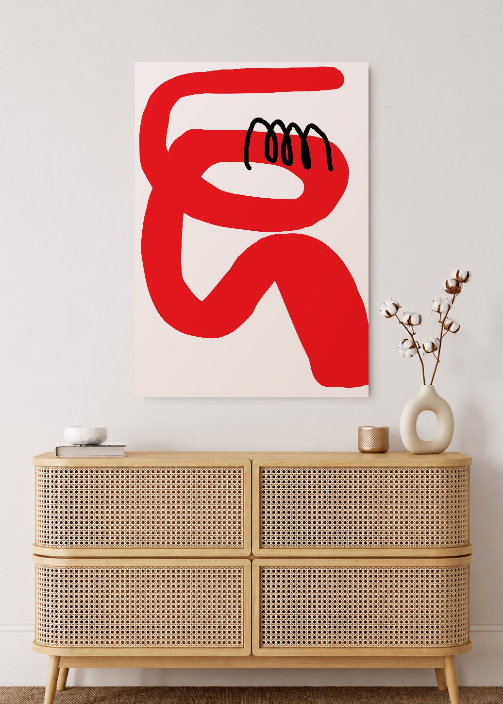 Cuadro Decorativo Mural Sin Marco 5mm - Trendy, Garabato Rojo Negro