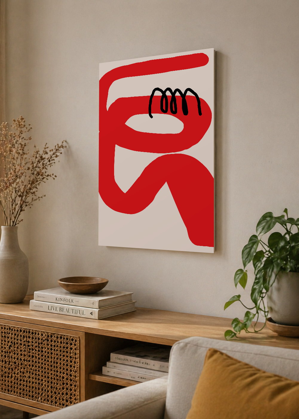 Cuadro Decorativo Mural Sin Marco 5mm - Trendy, Garabato Rojo Negro