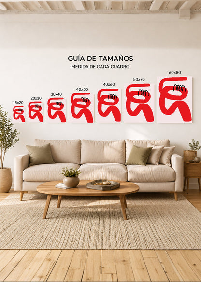 Cuadro Decorativo Mural Sin Marco 5mm - Trendy, Garabato Rojo Negro