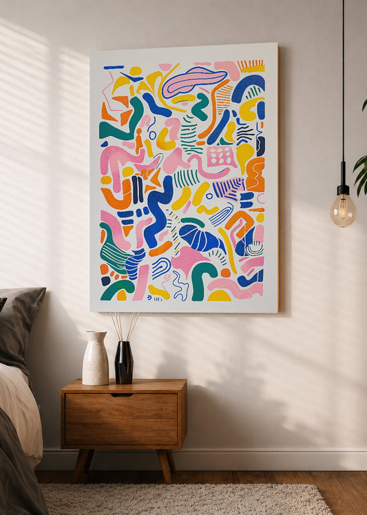 Cuadro Decorativo Mural Sin Marco 5mm - Trendy, Garabatos Multicolor Pop