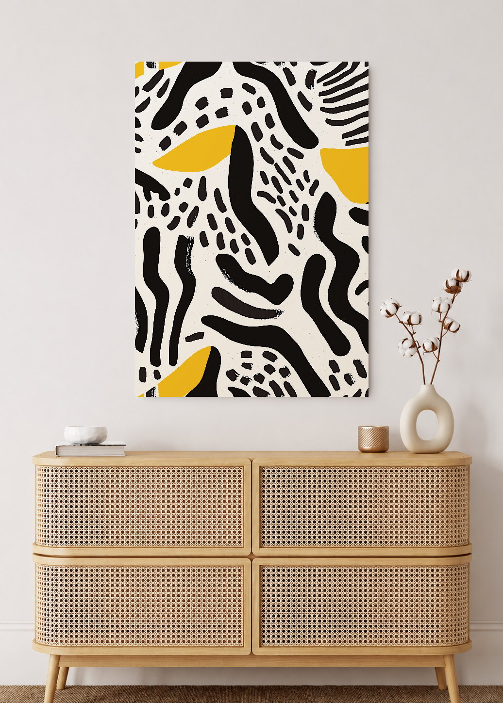 Cuadro Decorativo Mural Sin Marco 5mm - Trendy, Garabatos Negro Amarillo