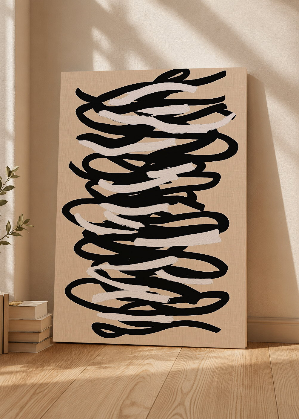 Cuadro Decorativo Mural Sin Marco 5mm - Trendy, Garabatos Negro Blanco Beige