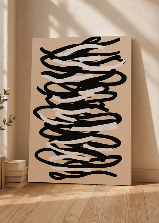 Cuadro Decorativo Mural Sin Marco 5mm - Trendy, Garabatos Negro Blanco Beige