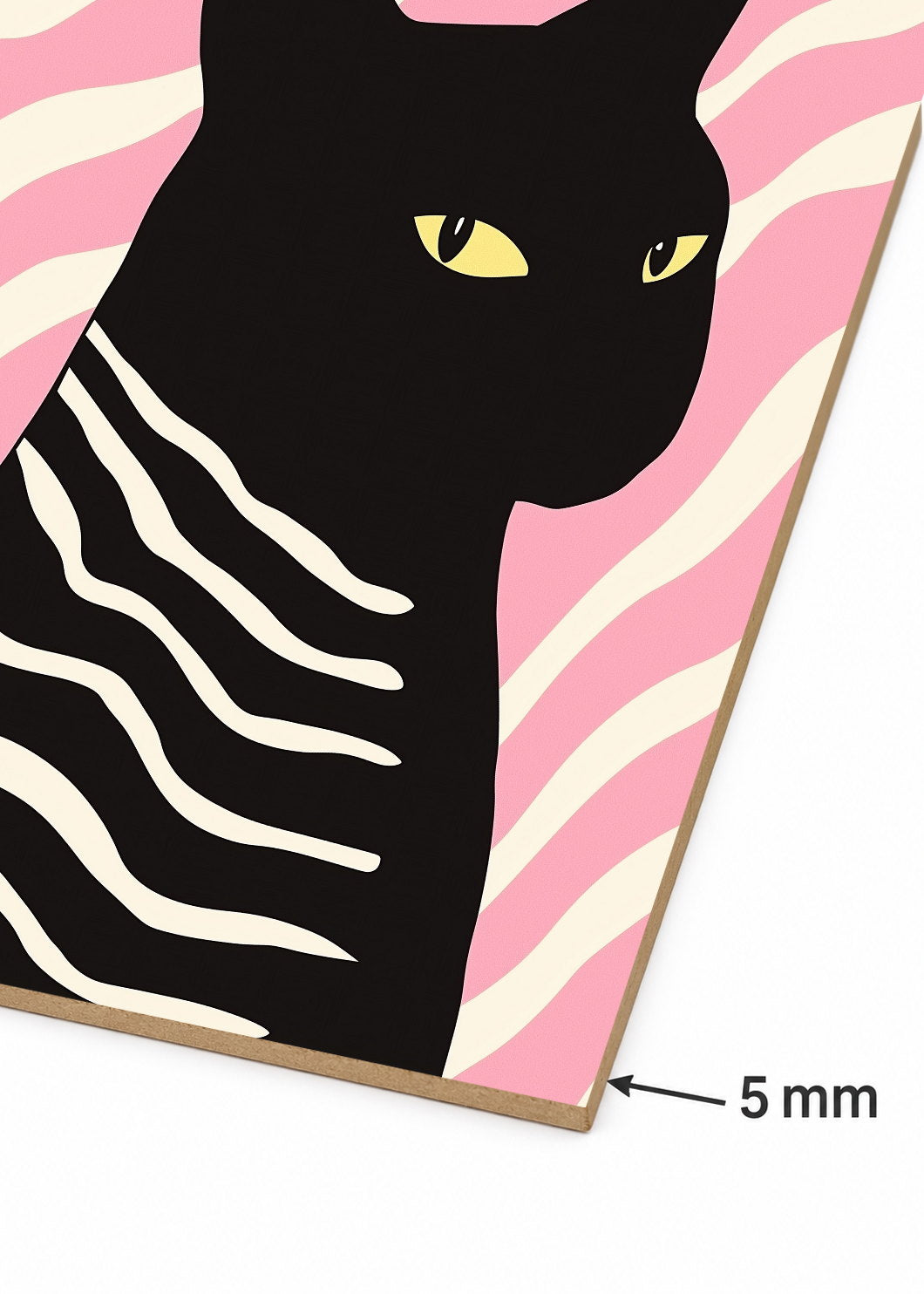 Cuadro Decorativo Mural Sin Marco 5mm - Trendy, Gato Negro Rayas Rosa