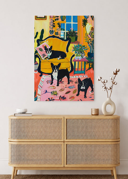 Cuadro Decorativo Mural Sin Marco 5mm - Trendy, Gatos Sillon Amarillo Plantas