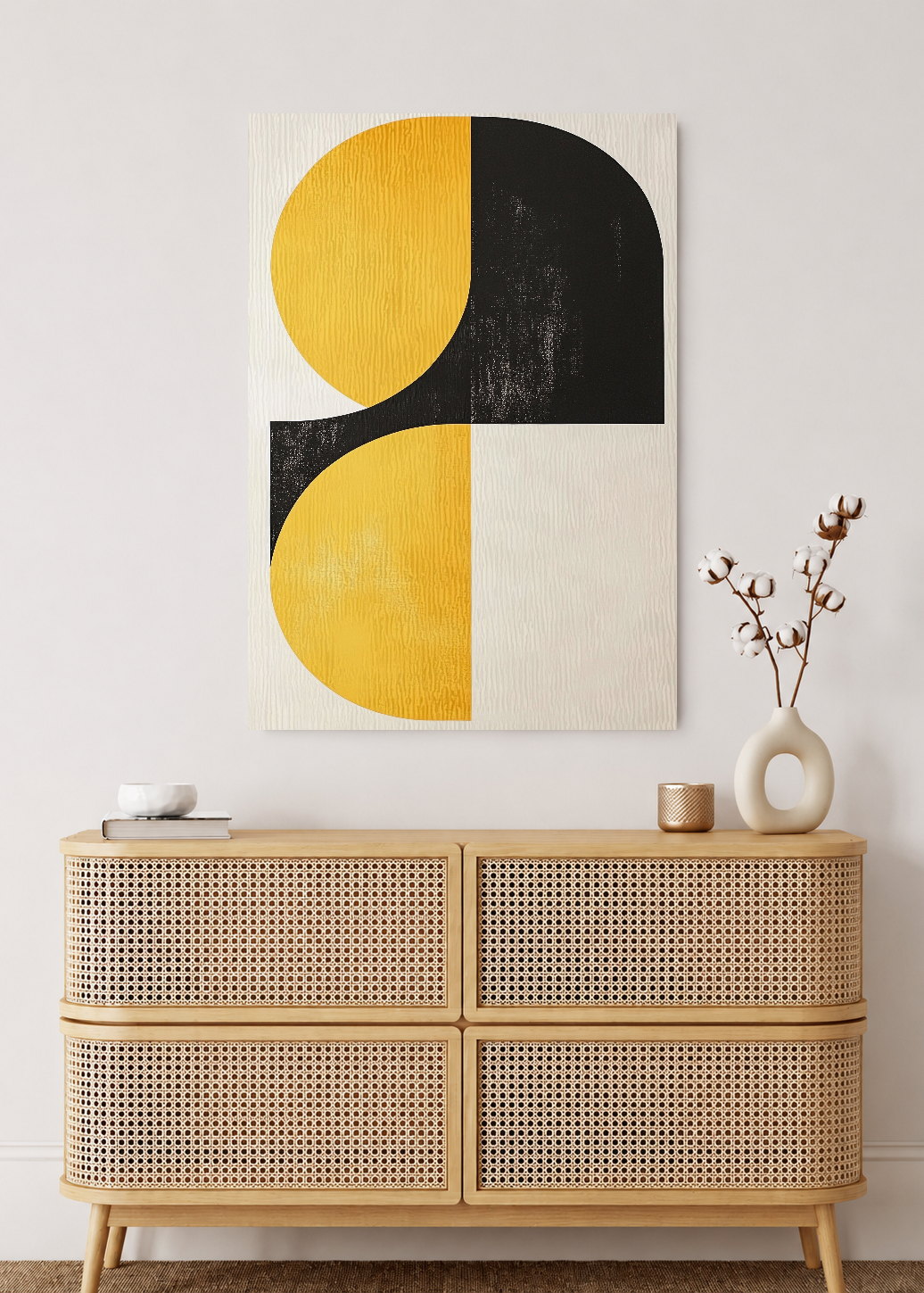 Cuadro Decorativo Mural Sin Marco 5mm - Trendy, Geométrico Amarillo Negro III
