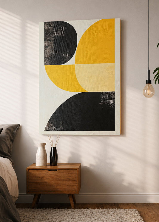 Cuadro Decorativo Mural Sin Marco 5mm - Trendy, Geométrico Amarillo Negro II