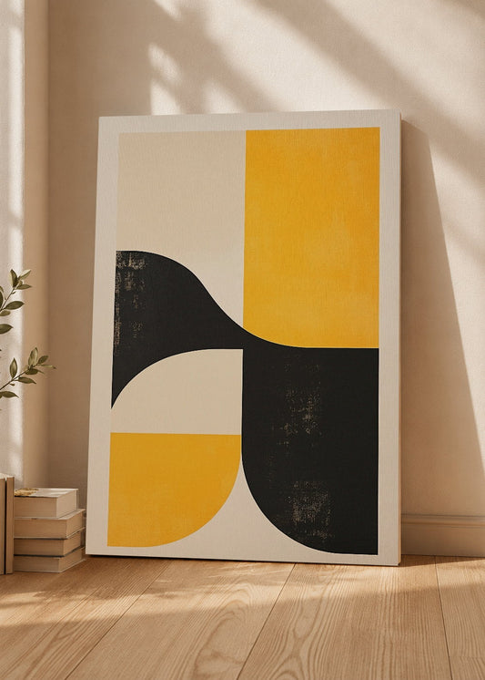 Cuadro Decorativo Mural Sin Marco 5mm - Trendy, Geométrico Amarillo Negro IV